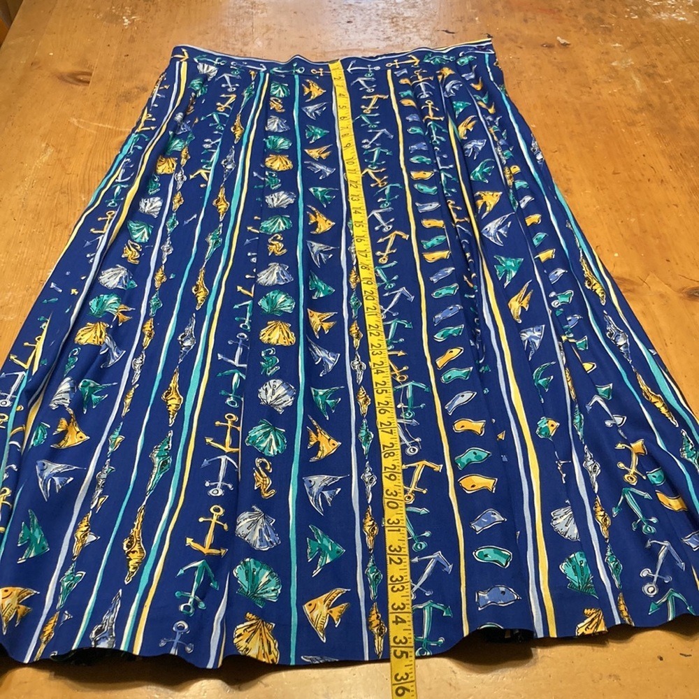 Pendleton Vintage Nautical Novelty Print Rayon Pleated Midi Skirt Grandmacore 16 - Picture 4 of 8